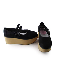 Velours Lolita Chaussures plate-forme haute semelle en bois