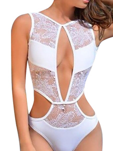 Maillot de bain Monokini sexy dentelle maillots de bain féminin monobloc buste ouvert