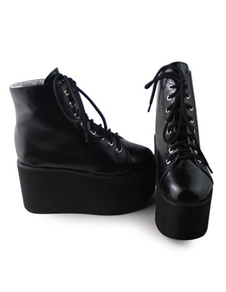 Haute plateforme Lolita noir mat avec lacet