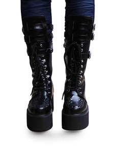 Gothic Lolita noir bottes plateforme haute