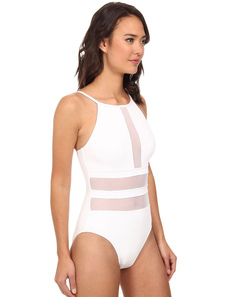 Blanc maille insérer Monokini maillot de bain Slip de femme Sexy