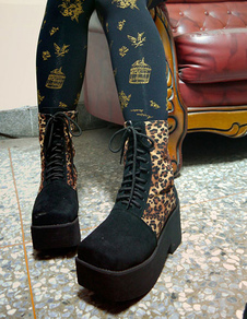 Plates-formes de Lolita léopard avec lacet