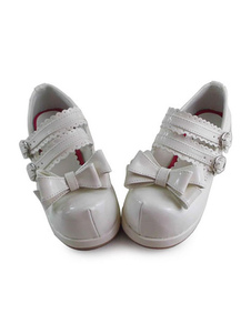 Sweet Lolita blanc mat talons chaussures ornées de boucles