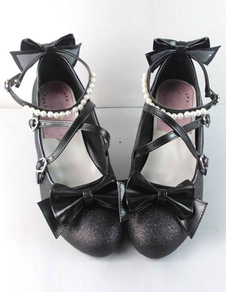 Sweet Lolita Heels Shoes avec boucles et perles