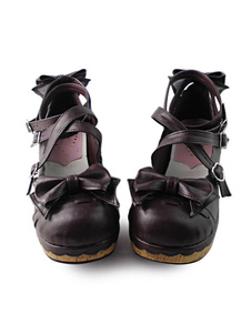 Chaussures Lolita café mat avec des arcs