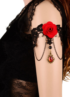 Bracelet de dentelle noire de Crystal Flora Bracelet féminin