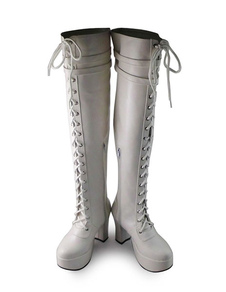 Lolita blanc mat Booots mince talons chaussures lacet Design
