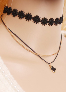 Multicouche collier dentelle Clover Necklace des femmes