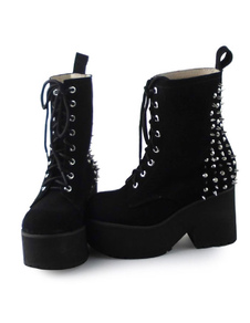 Carré noir velours Lolita bottes Hees Rivet Design
