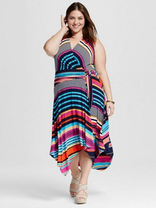 Halter Multi rayures robe longue sans manches pour femme