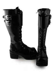 Carré de bottes Lolita Gothique noir talons