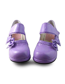 Lolita violet brillant talons chaussures ornées de boucles
