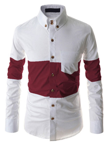 Manches longues Slim Shirt en bloc couleur pour hommes