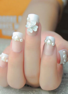 Féminines à ongles Nail de Sticker perlage Floral blanc Bridal