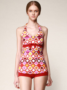 Licol ouvert Tankini dos avec imprimé Geo