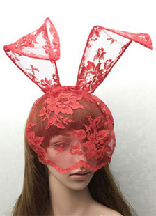 Accessoire de cheveux dentelle rouge oreilles de lapin