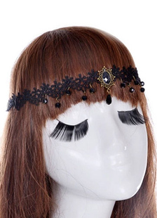 Accessoire de cheveux noir dentelle gothique