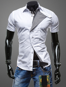 Skinny manches courtes chemise Casual pour hommes