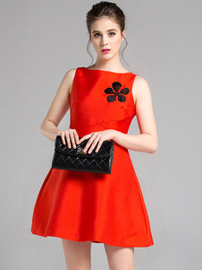 Brocart fleurs Flare robe sans manches