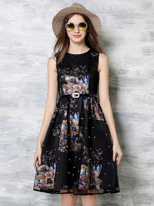 Bijou Vintage ceinture sans manches robe évasé