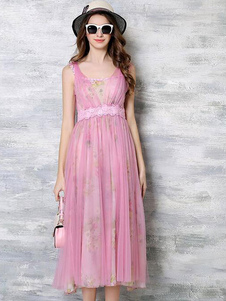 Robe de soirée de mousseline de soie col en v sans manches 2017