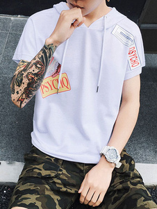 Capuchon de surdimensionné Hoodie Short Sleeve masculin T-Shirt