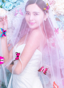 Cathédrale de mariage voile bord coupé moniste Tulle cascade Veil(300*300cm)