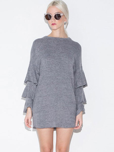 Robe grise manches longues Polyester fabuleux de la femme