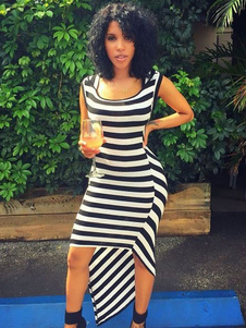 Coton mélange zèbre robe Bodycon de femme