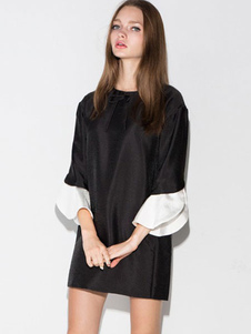 Charmant noir bijou cou Polyester robe pour femme