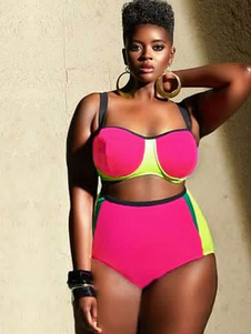 Color Block Plus taille haute cintrée deux pièces maillot de bain