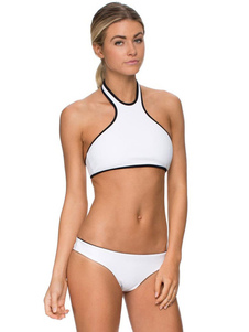 Bikini maillot de bain beau blanc sans fil Polyester femmes