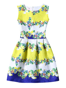 Jacquard encolure bijou évasée robe