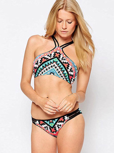 Charme Noir Tribal imprimé Bikini maillot de bain sans fil Polyester femmes