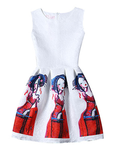 Mélange de coton jacquard Flare robe