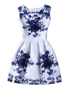 Mélange de coton jacquard évasée robe
