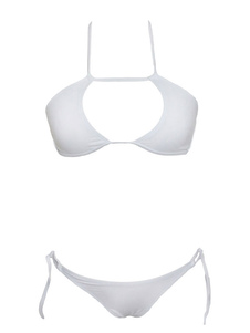 Blanc Bikini costume d’ouvert avant sans fil Polyester femmes attirantes