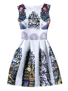 Mélange de coton jacquard évasée robe