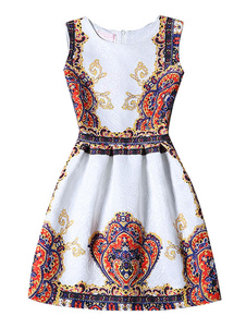 Mélange de coton jacquard évasée robe