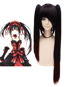 Date A direct Tokisaki Kurumi Cosplay perruque noire Twintail longue perruque Cosplay