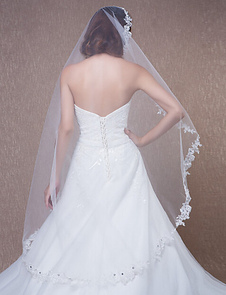 Tulle voile dentelle moniste bord forme classique valse voile de mariage pour Bride(150*150cm)