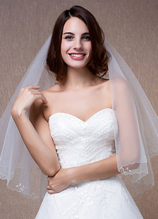 Perler voile de mariage coude voile à deux volets coupe-bordure perles ovales avec Comb(150*150cm)