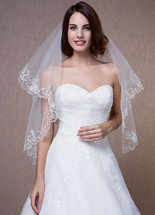 Voile ovale dentelle Tow-à gradins bord coude voile avec Comb(150*150cm) de mariage