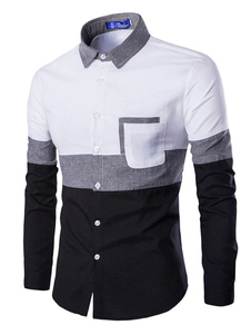 Chemise à manches longues occasionnels hommes dans le bloc de couleur