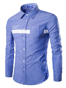 Chemise Casual bloc de couleur pour les hommes en bleu/blanc/gris