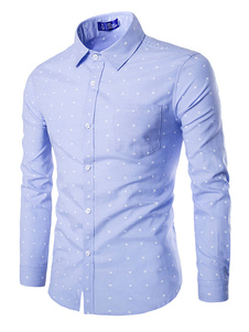 Pois bleu chemise Casual pour hommes