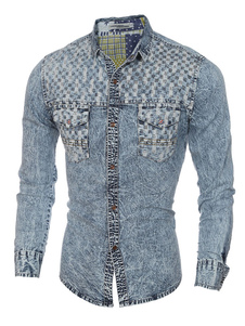 Chemise à manches longues Denim Chic pour hommes