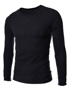 Pull Slim noir pour hommes Basic tricoté Sweatshirt