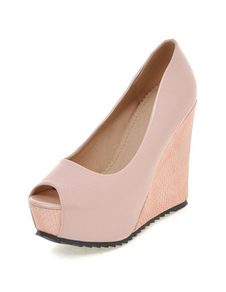 Élégantes chaussures en PU de couleurs acidulées peep-toe mocassin