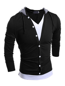 Sweat-shirt à capuche hommes Casual Hoodie faux deux pièces en coton